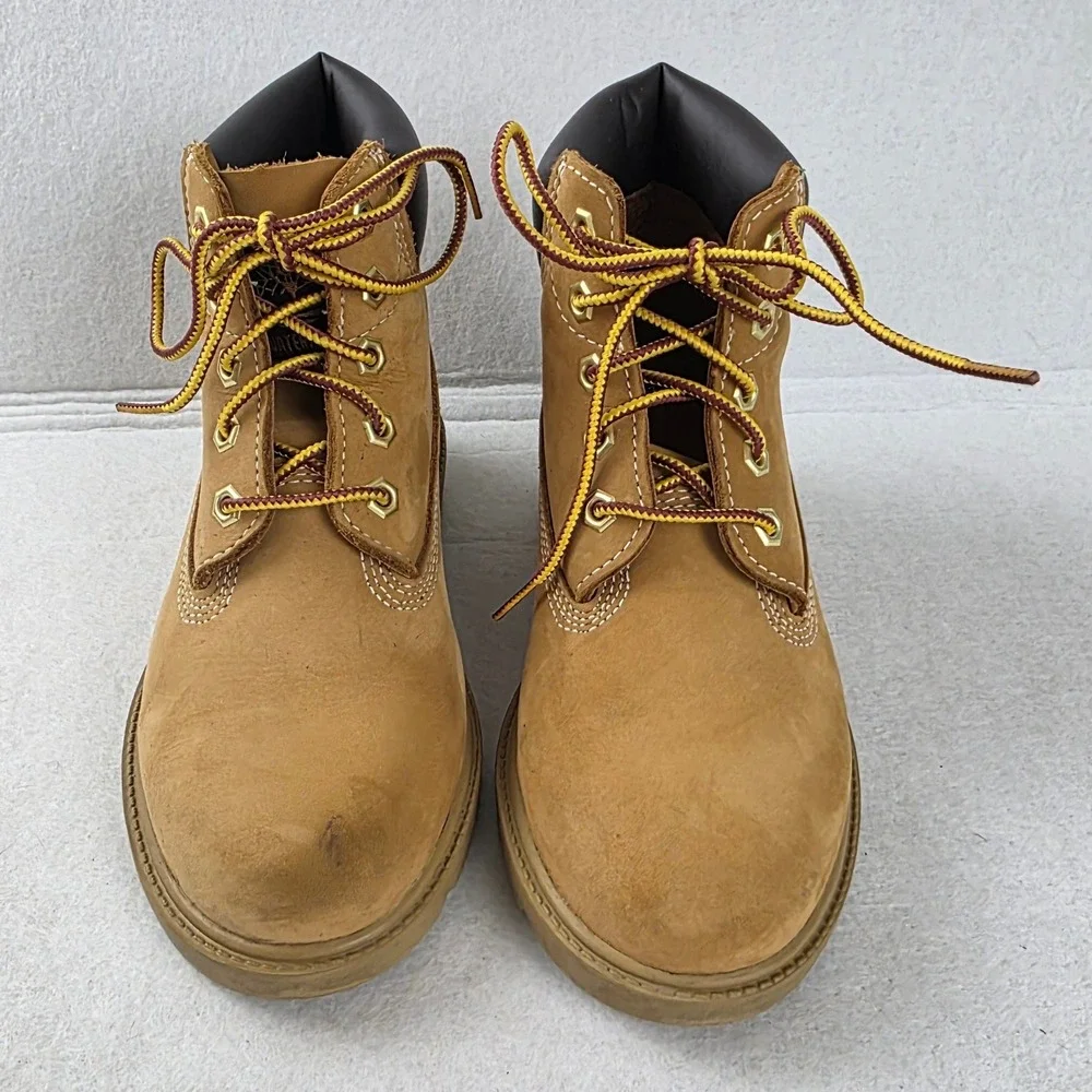 Timberland Premium Waterproof 6 Inch Boots Wheat Nubuck Youth Boys Size 1